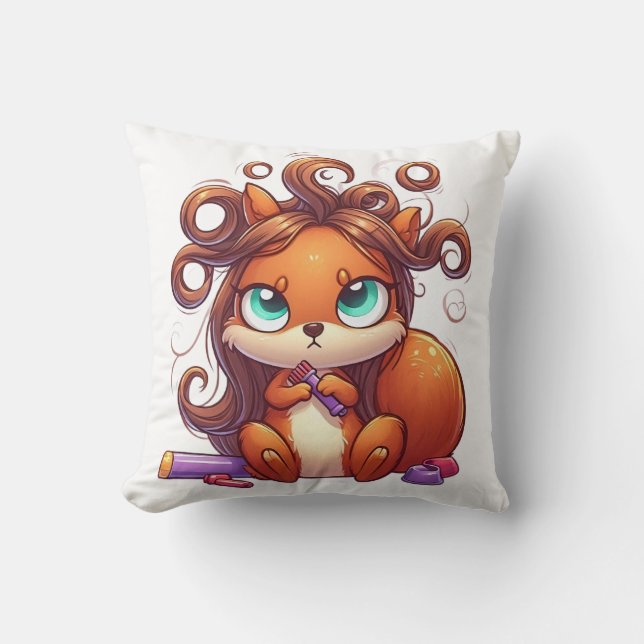 Glamourous Squirrel Hair Day Cushion (Front)