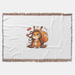 Glamourous Squirrel Hair Day Throw Blanket