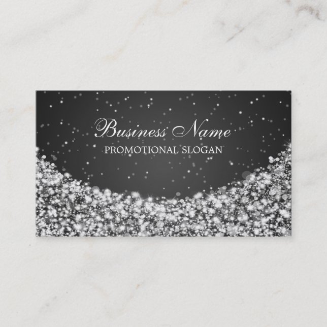 Glamourous Star Sparkle Black Business Card (Front)