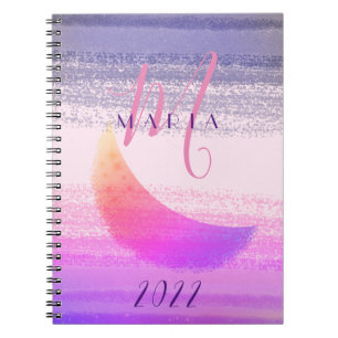 Glamourous Stylish Ombre Moon Abstract Monogram Notebook