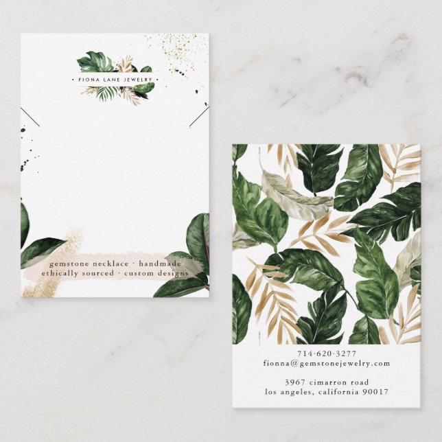 Glamourous Summer Greenery | Necklace Display Card (Front/Back)