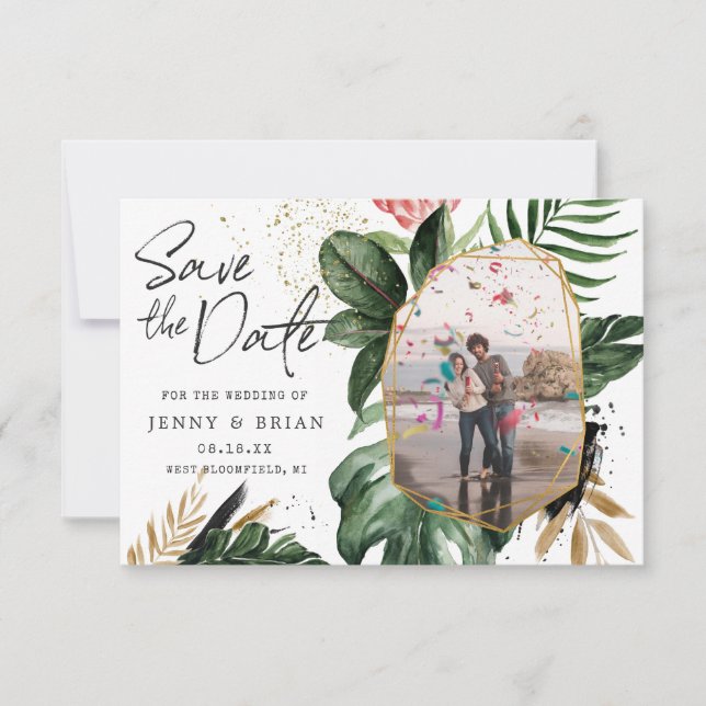 Glamourous Summer Greenery | Photo Save the Date (Front)
