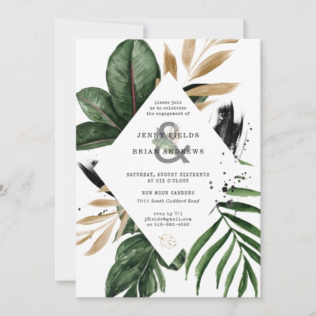 Glamourous Summer Greenery Wedding Engagement Part (Front)