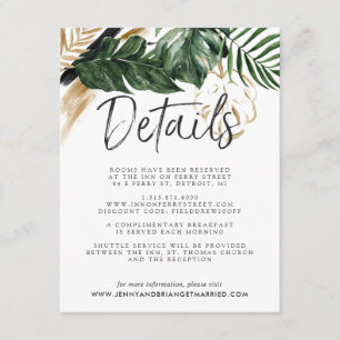 Glamourous Summer Greenery Wedding Guest Details Enclosure Card