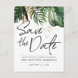 Glamourous Summer Greenery Wedding   Save the Date Announcement Postcard