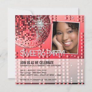 Glamourous Sweet Sixteen Disco Ball Invitation