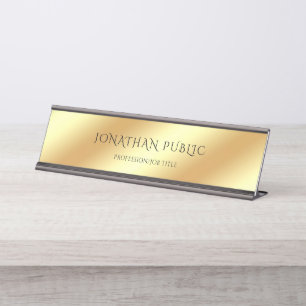 Glamourous Template Black Gold Modern Simple Desk Name Plate