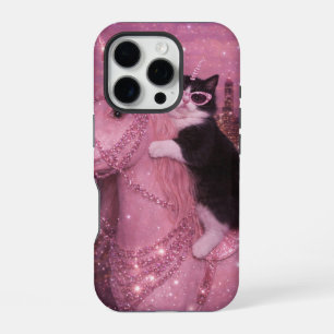 Glamourous Unicorn Cat Under Sparkling City iPhone 16 Pro Case