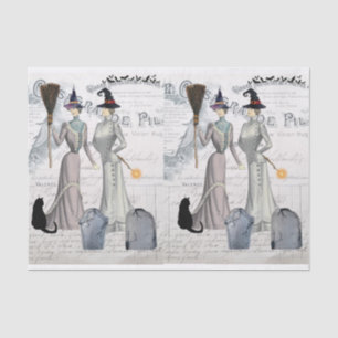 Glamourous Victorian Witches Halloween Collage Tissue Paper