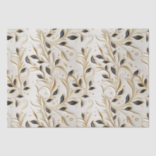 Glamourous White Gold & Black Seamless Patterns Tissue Paper