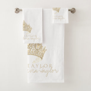 Glamourous White Gold Personalised bath towel
