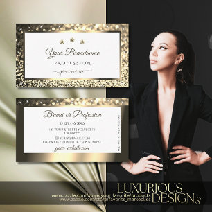Glamourous White Gold Sparkle Glitter Star Diamond Business Card