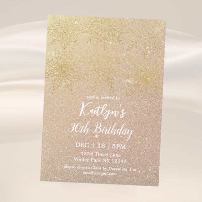 Glamourous Winter Glitter 30th Birthday  Invitation (Creator Uploaded)
