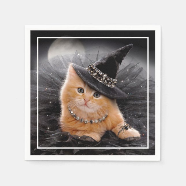 Glamourous Witch Kitten Napkin (Front)