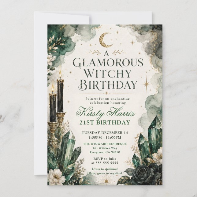 Glamourous Witchy 21st Birthday Invitation (Front)