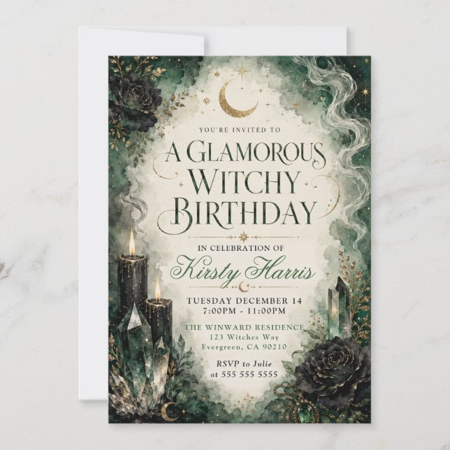 Glamourous Witchy Birthday Invitation (Front)