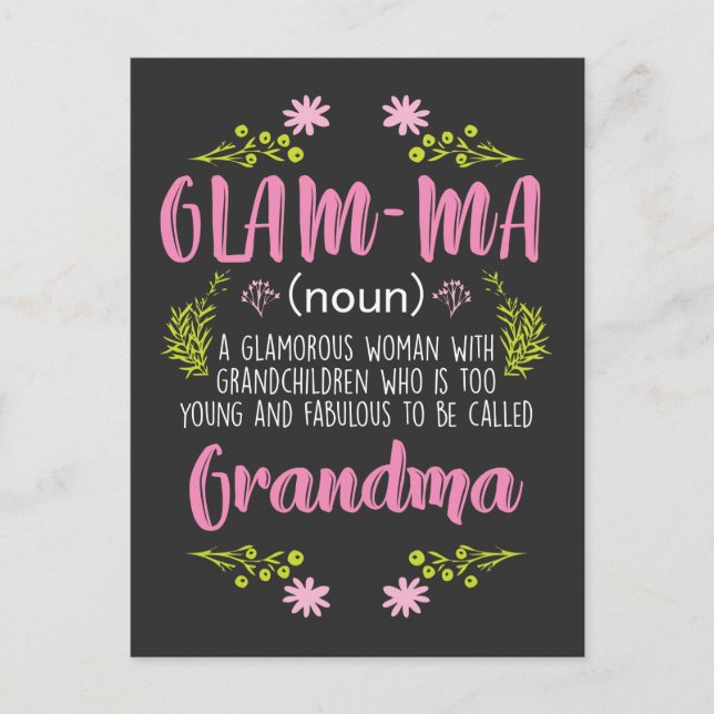 Glamourous Woman Young Crazy Grandma Glam ma Postcard (Front)