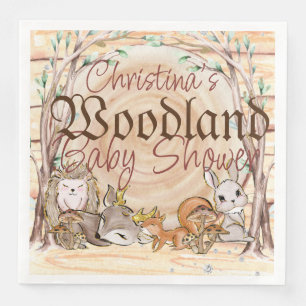 Glamourous Woodland Animals Baby Shower Napkin
