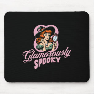 Glamourously Spooky Vintage Witch Retro Halloween Mouse Mat