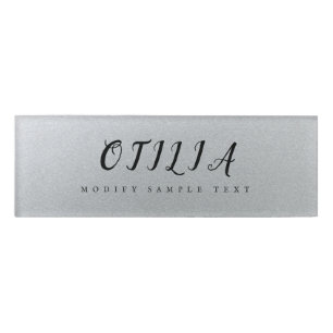 Glamour's Silver Beauty Salon Name Tag