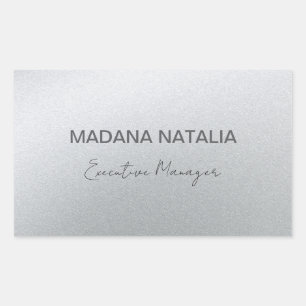 Glamour's Silver Beauty Salon Rectangular Sticker