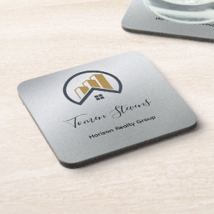 Glamour's Silver   Black and White Real Estate Coaster