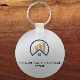 Glamour's Silver Black and White Real Estate Key Ring