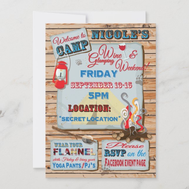 Glamping and Wine Weekend Party Invitation (Front)
