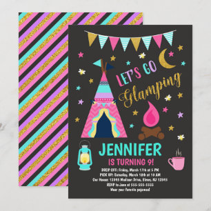 Glamping Birthday Party Invitation / Girls Camping