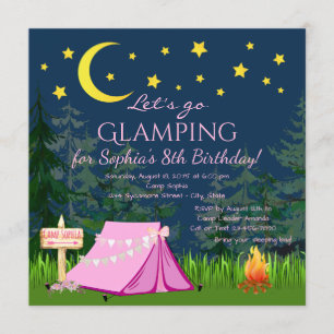Glamping Birthday Party Invitations