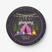 Glamping Birthday Party Plate - Custom