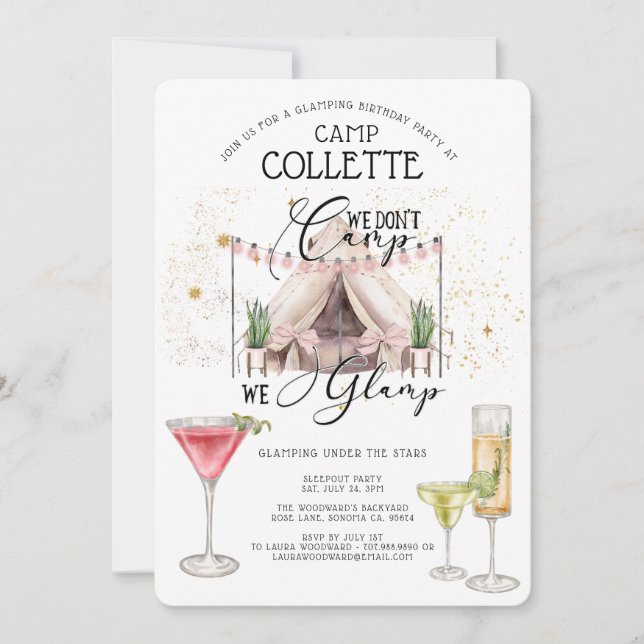 Glamping Birthday Party Under The Stars  Invitation (Front)