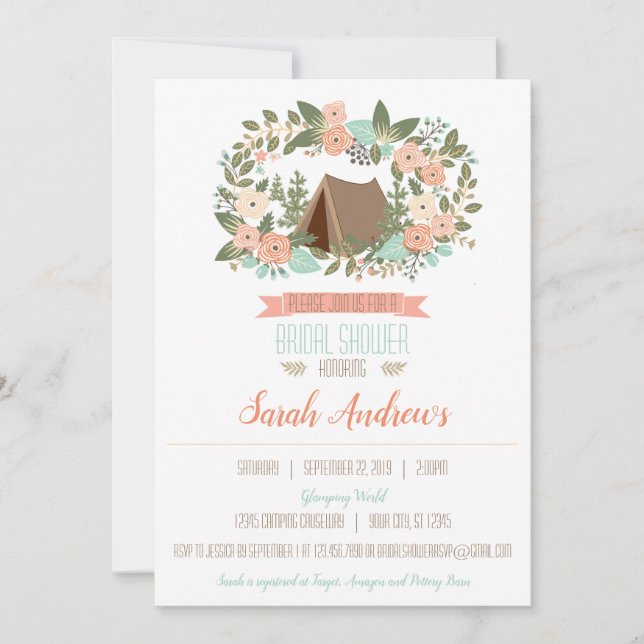 Glamping Bridal Shower Invitation (Front)