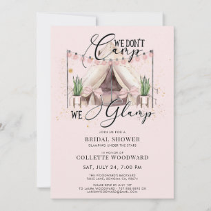 Glamping Bridal Shower Party Under The Stars Pink Invitation