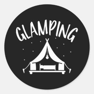 Glamping camping tent classic round sticker