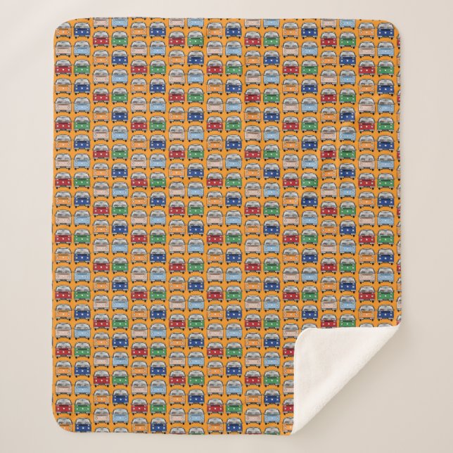 Glamping Classic Retro Campervan fandom VDub  Sherpa Blanket (Front)