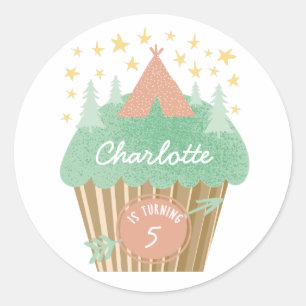 Glamping Cupcake Personalised Sticker