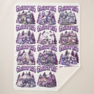 Glamping in Style: Luxe Boho RVs & Tents in Purple Sherpa Blanket