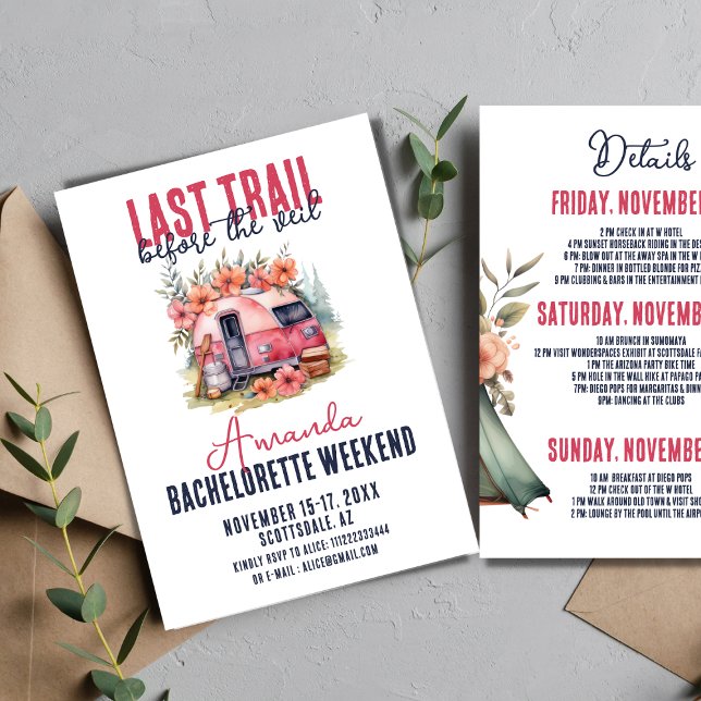 Glamping Last Trail Bachelorette Party Weekend Invitation (Creator Uploaded)