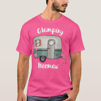 Glamping Meemaw Camping Lovers Rv Vintage Flamingo T-Shirt