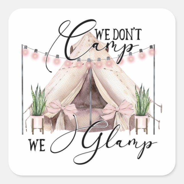 Glamping Party Square Sticker (Front)