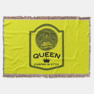 Glamping Queen Camping In Style Throw Blanket