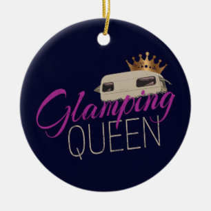 Glamping Queen Camping with vintage caravans Ceramic Tree Decoration