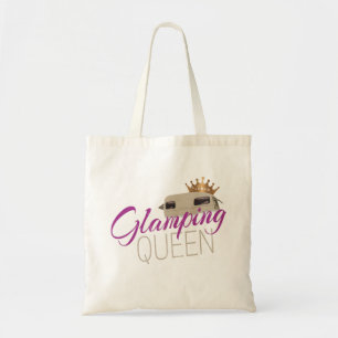 Glamping Queen Camping with vintage caravans Tote Bag