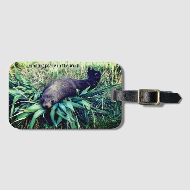 Glamping sea lion luggage tag (Front Horizontal)