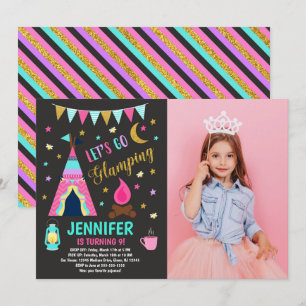Glamping Sleepover Birthday Party  Invitation