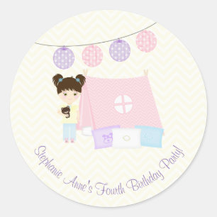 Glamping Sleepover Party Classic Round Sticker