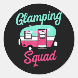Glamping Squad Cute Popup Camper Glamping Classic Round Sticker