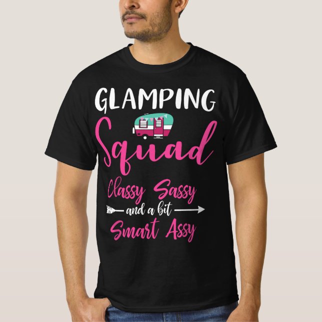 Glamping Squad Funny Matching Family Girls Camping T-Shirt (Front)