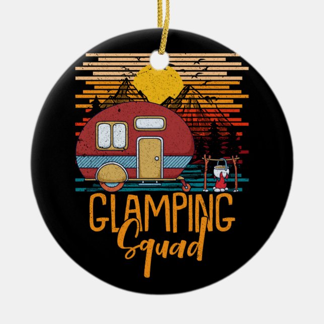 Glamping Squad Matching Family Girls Camping Trip  Ceramic Tree Decoration (Front)